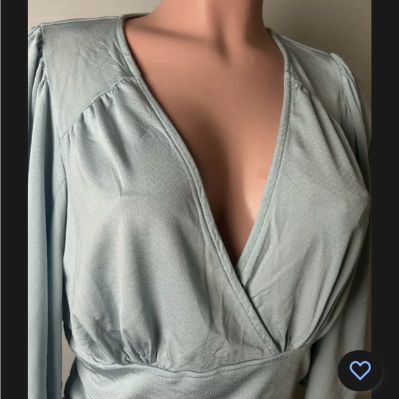 Anthropologie Blue Bell Sleeve Wrap Blouse - Picture 3 of 12